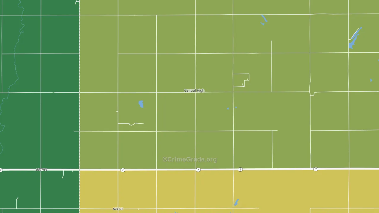 Central High, OK Map of Drug-Related Crime Rates