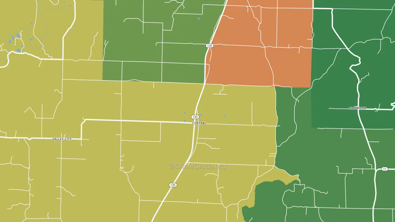 Central, IN Map of Drug-Related Crime Rates