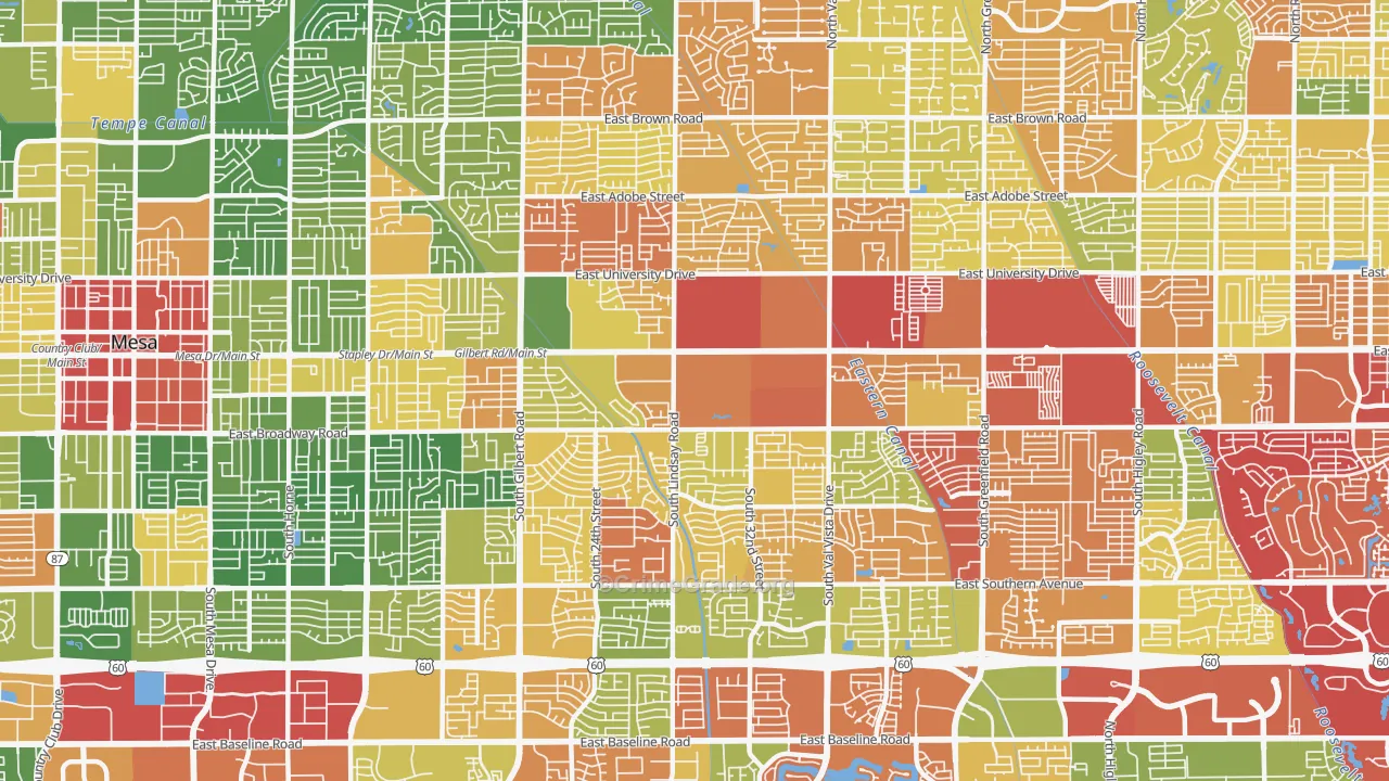 Central Mesa, Mesa, AZ Map of Drug-Related Crime Rates
