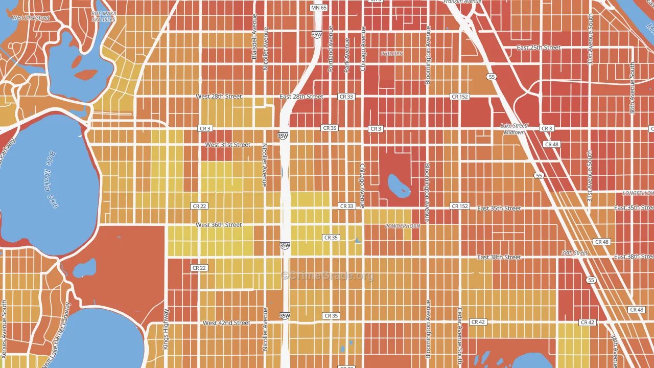 Central, Minneapolis, MN Map of Drug-Related Crime Rates