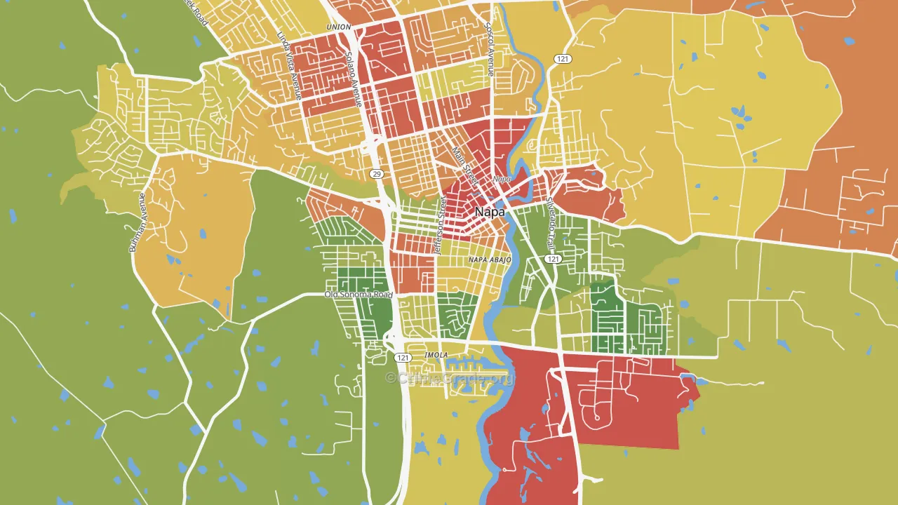 Central Napa, Napa, CA Map of Drug-Related Crime Rates
