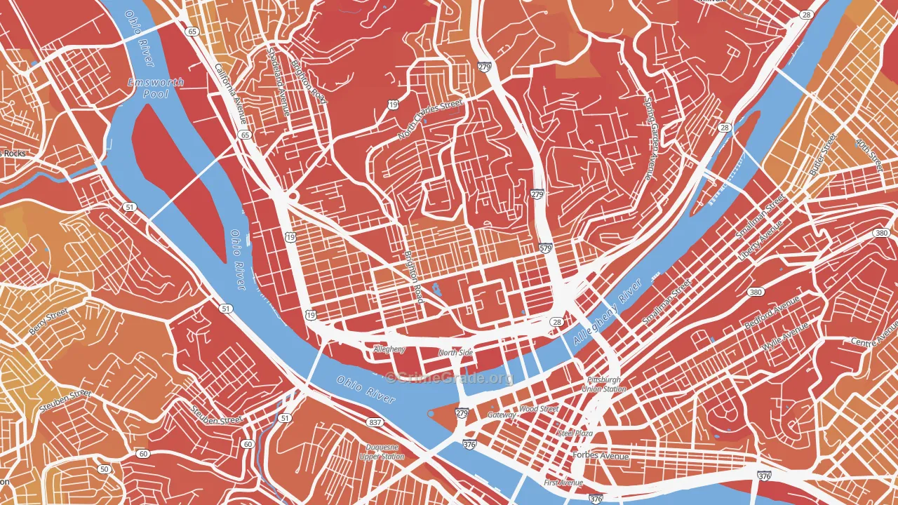 Central Northside, Pittsburgh, PA Map of Drug-Related Crime Rates