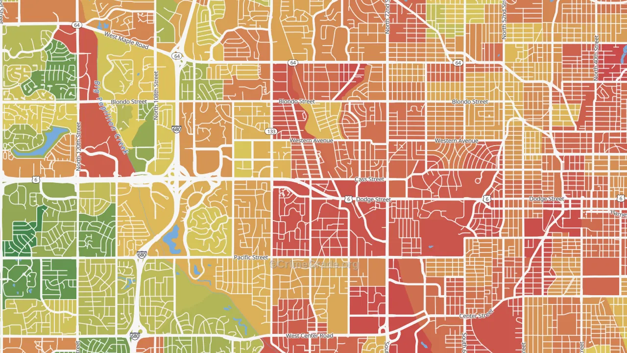 Central Omaha, Omaha, NE Map of Drug-Related Crime Rates