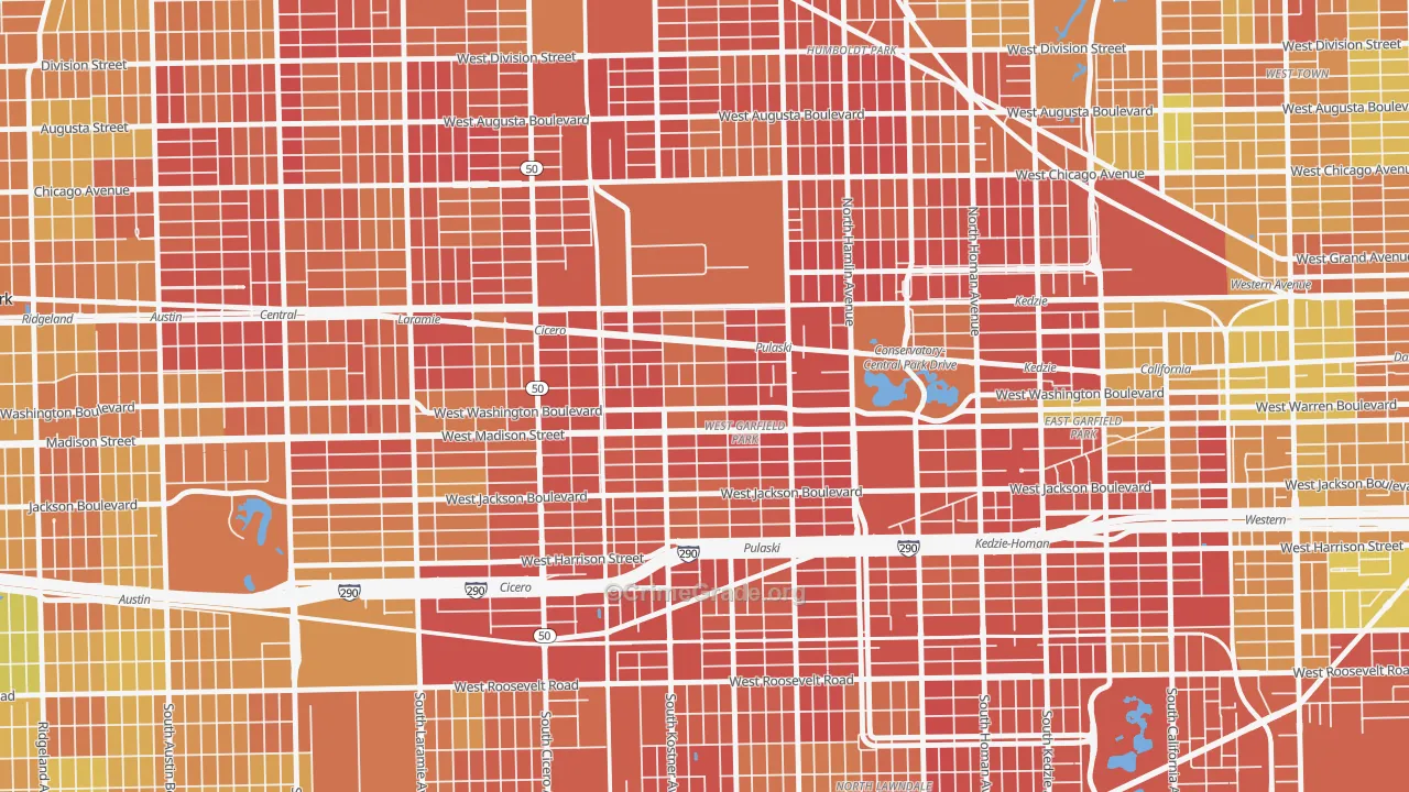 Central Park, Chicago, IL Map of Drug-Related Crime Rates