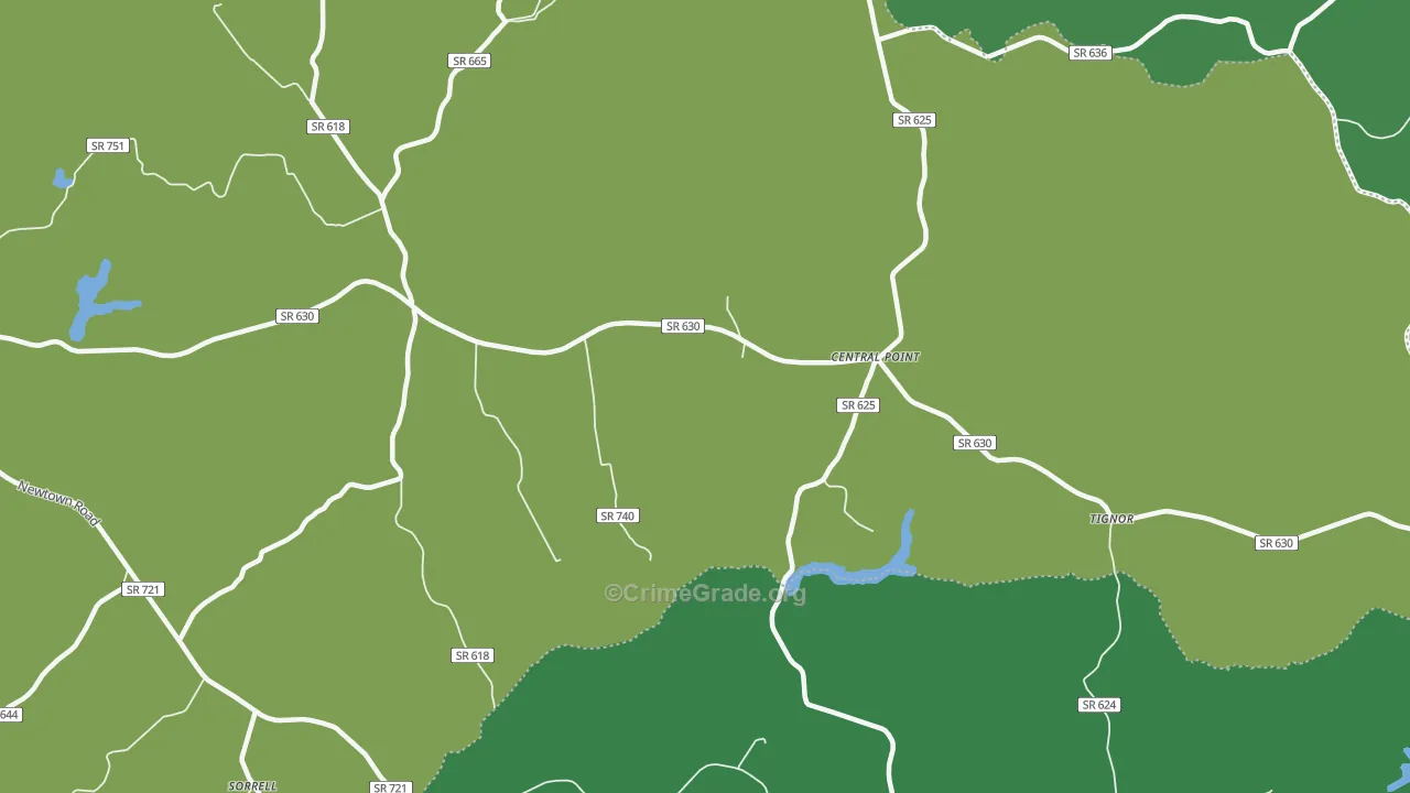 Central Point, VA Map of Drug-Related Crime Rates