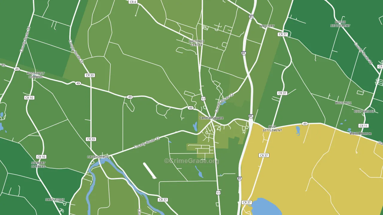 Central Square, NY Map of Drug-Related Crime Rates