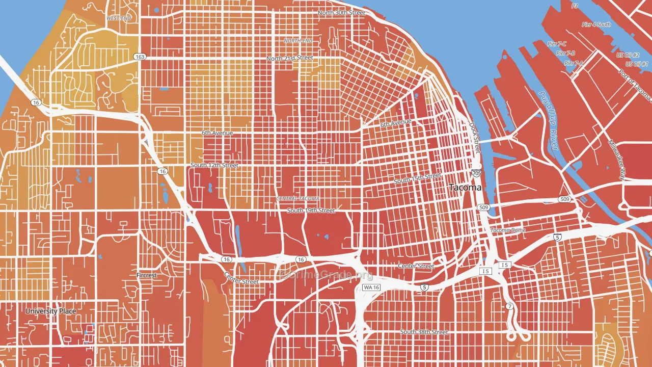 Central, Tacoma, WA Map of Drug-Related Crime Rates