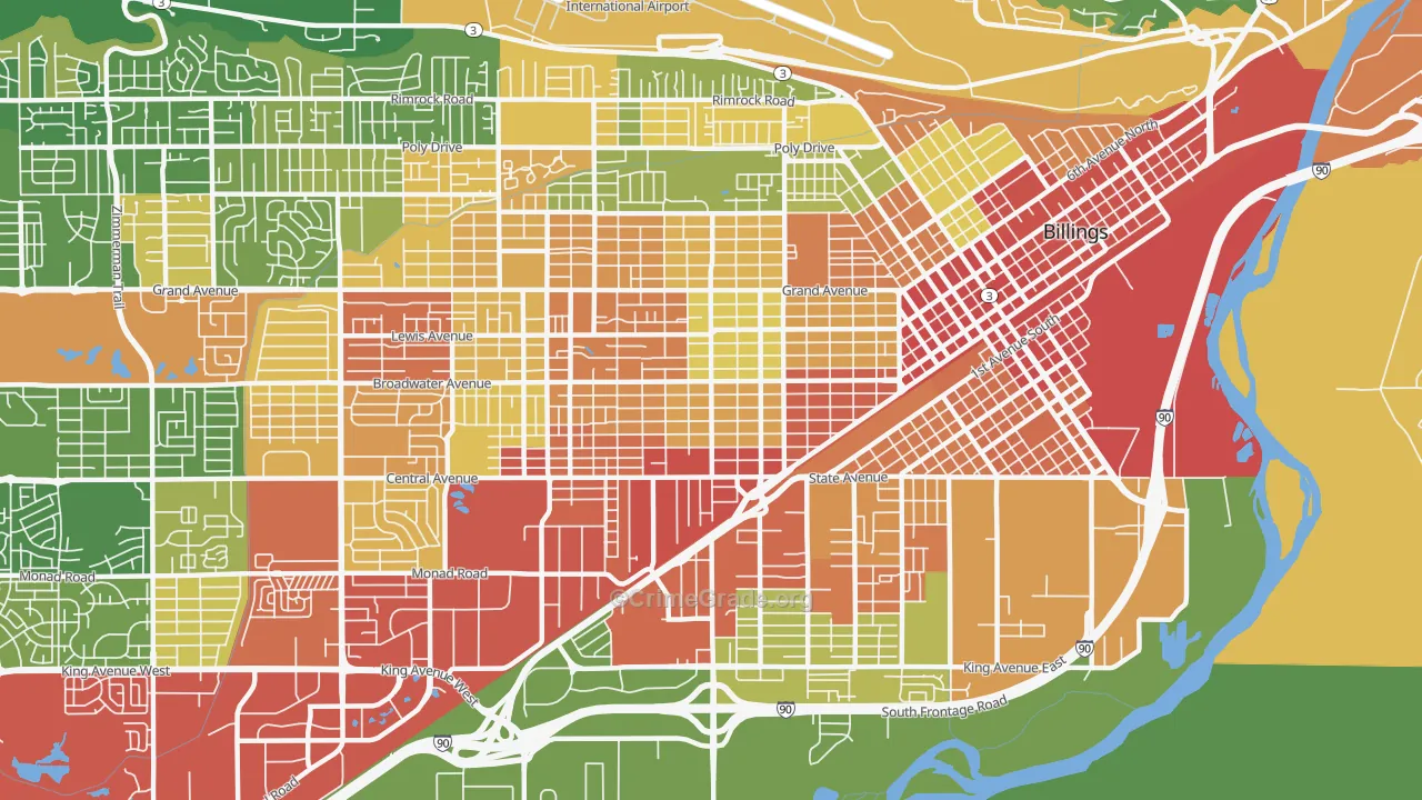 Central Terry, Billings, MT Map of Drug-Related Crime Rates