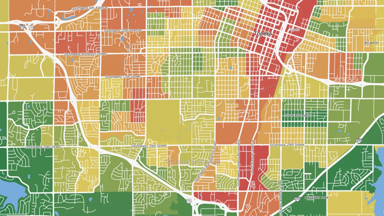 Central Topeka 2, Topeka, KS Map of Drug-Related Crime Rates