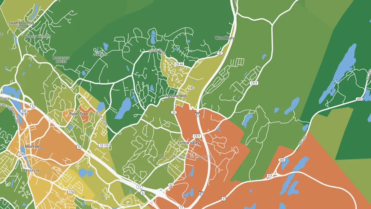 Central Valley, NY Map of Drug-Related Crime Rates