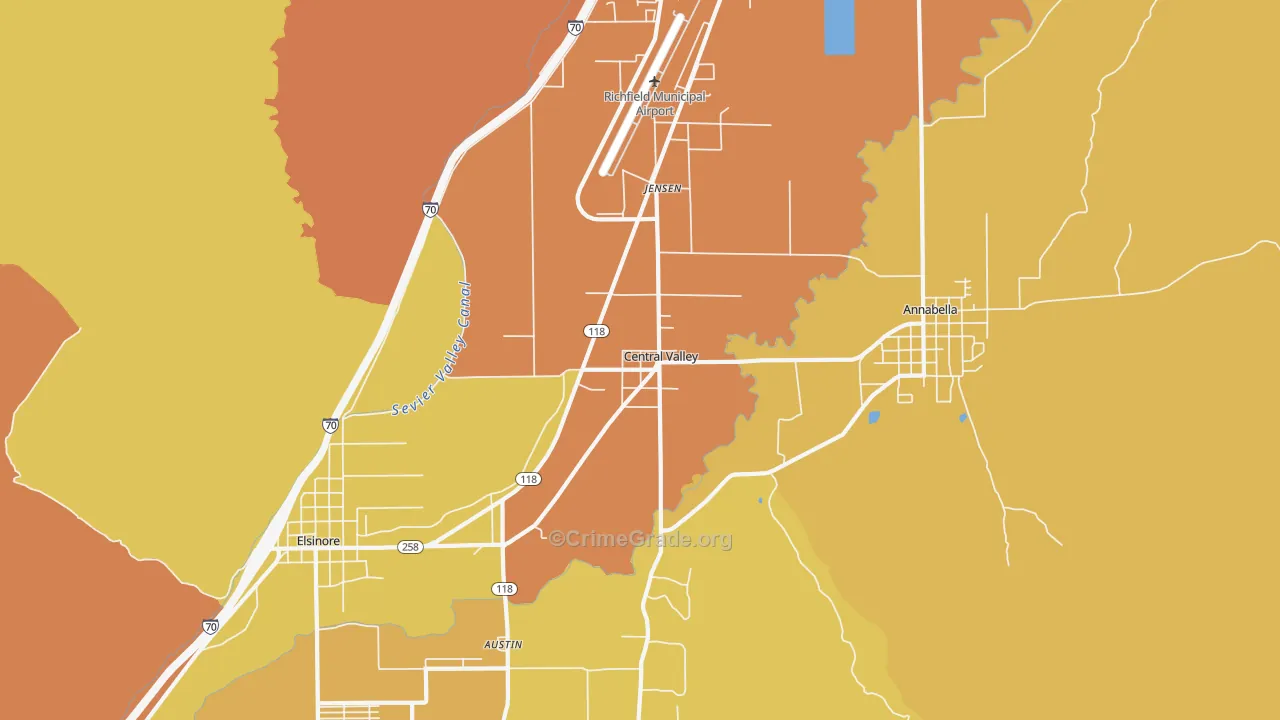 Central Valley, UT Map of Drug-Related Crime Rates