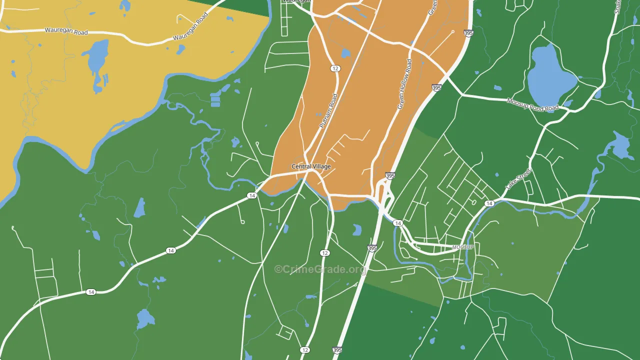 Central Village, CT Map of Drug-Related Crime Rates