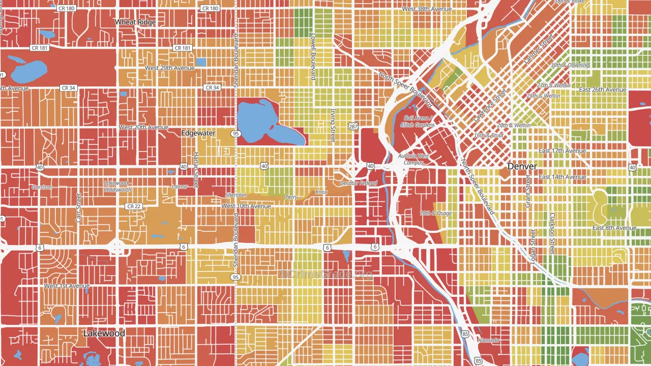 Central West Denver, Denver, CO Map of Drug-Related Crime Rates