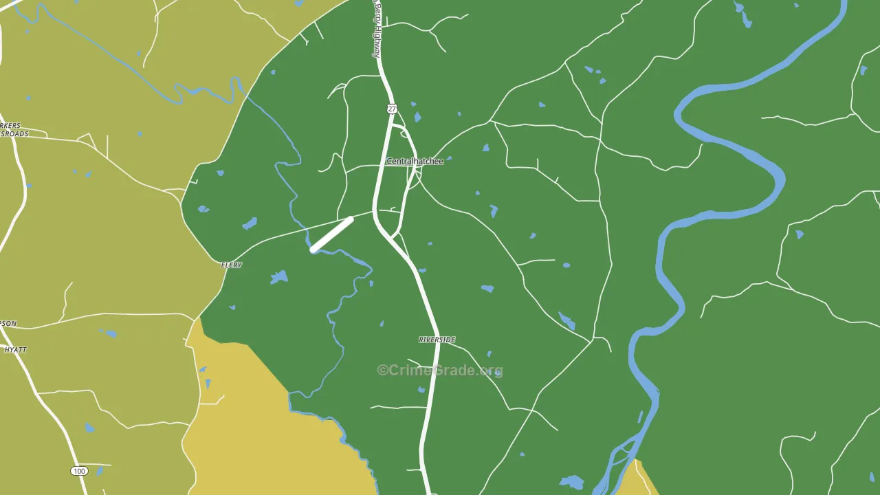 Centralhatchee, GA Map of Drug-Related Crime Rates