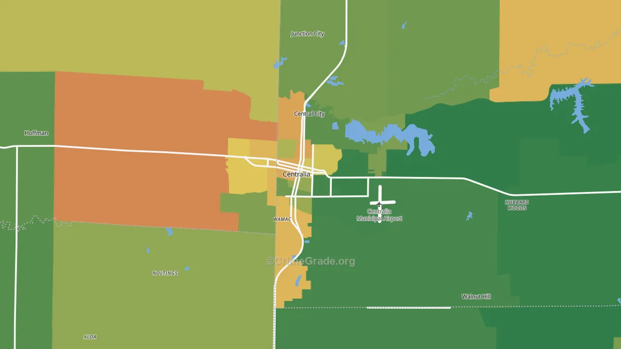 Centralia, IL Map of Drug-Related Crime Rates