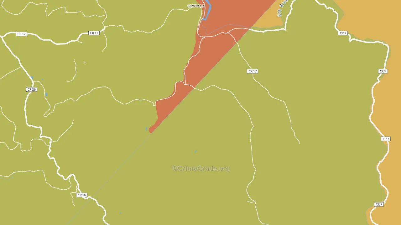 Centralia, WV Map of Drug-Related Crime Rates