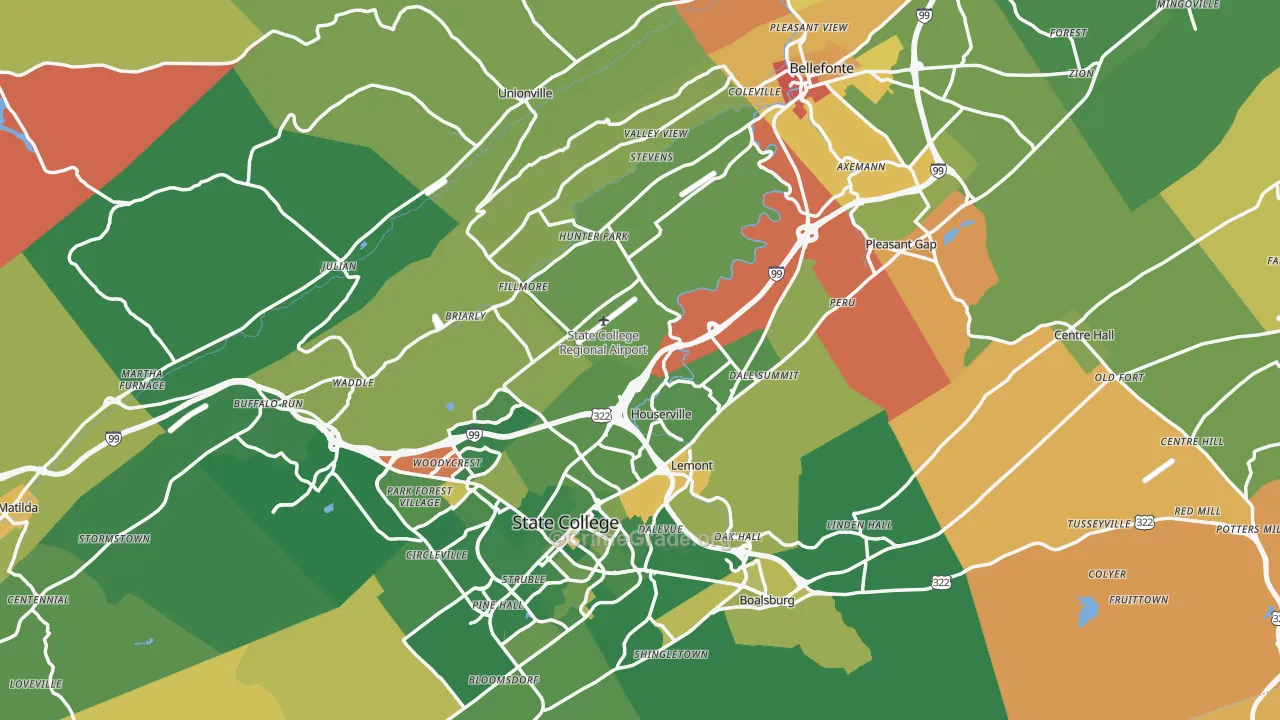 Centre County, PA Map of Drug-Related Crime Rates