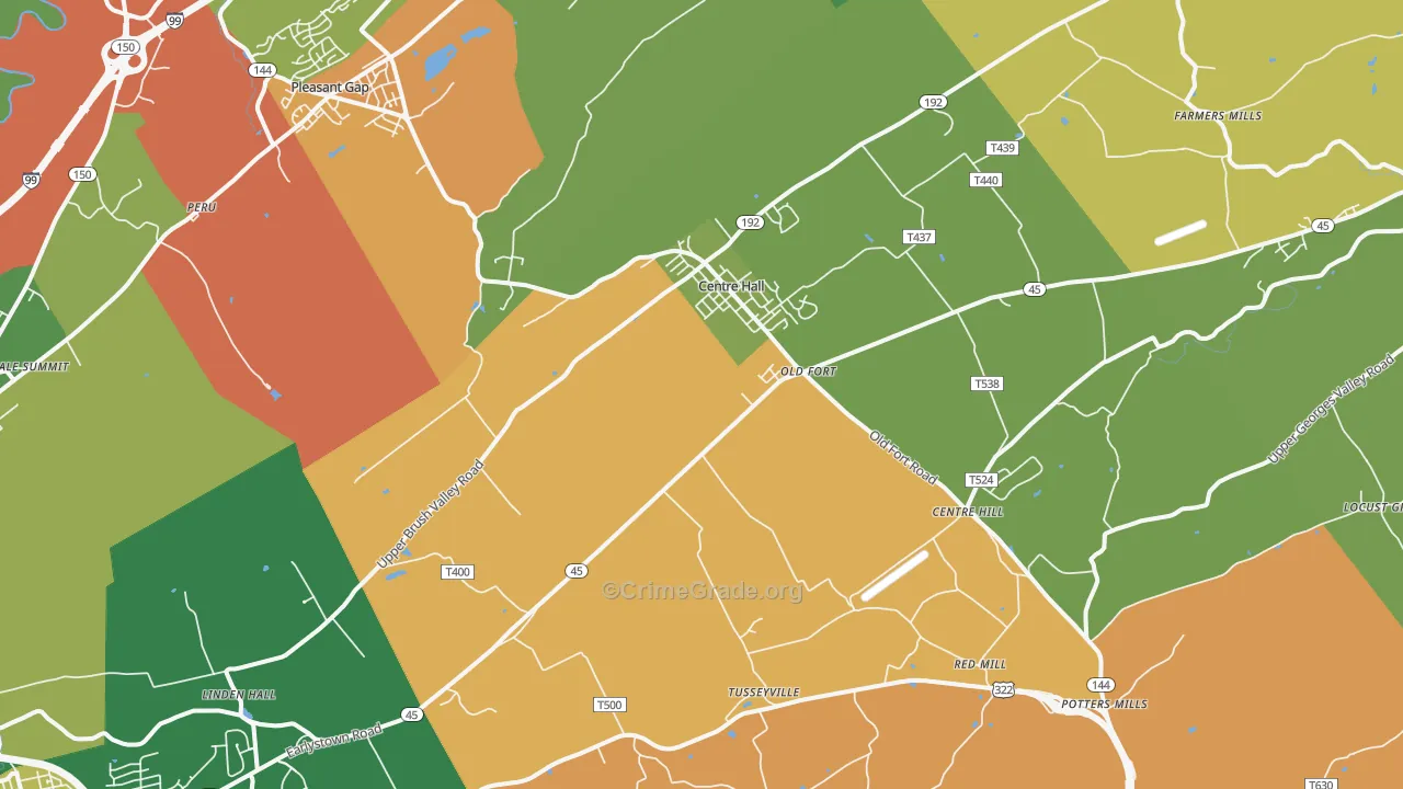 Centre Hall, PA Map of Drug-Related Crime Rates