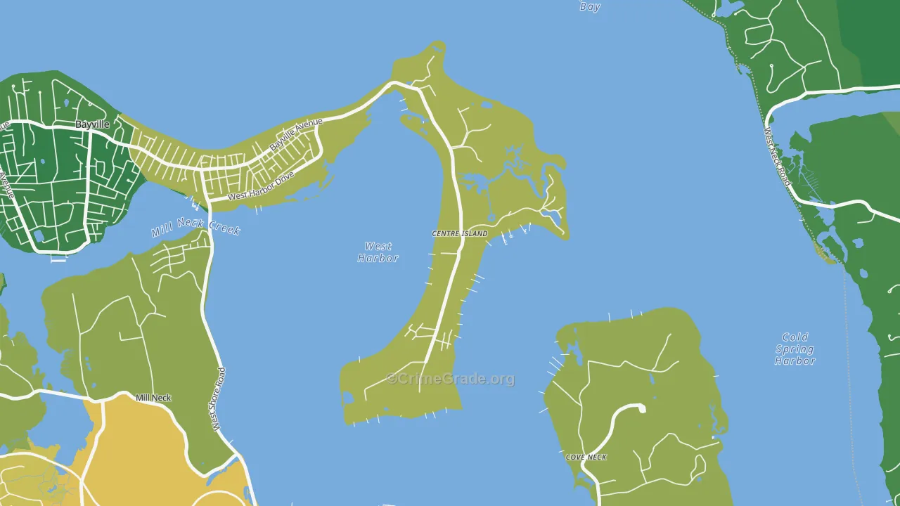 Centre Island, NY Map of Drug-Related Crime Rates