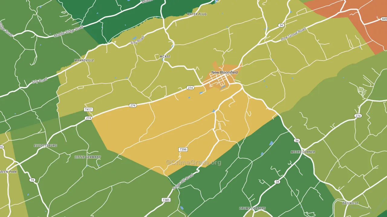 Centre, PA Map of Drug-Related Crime Rates