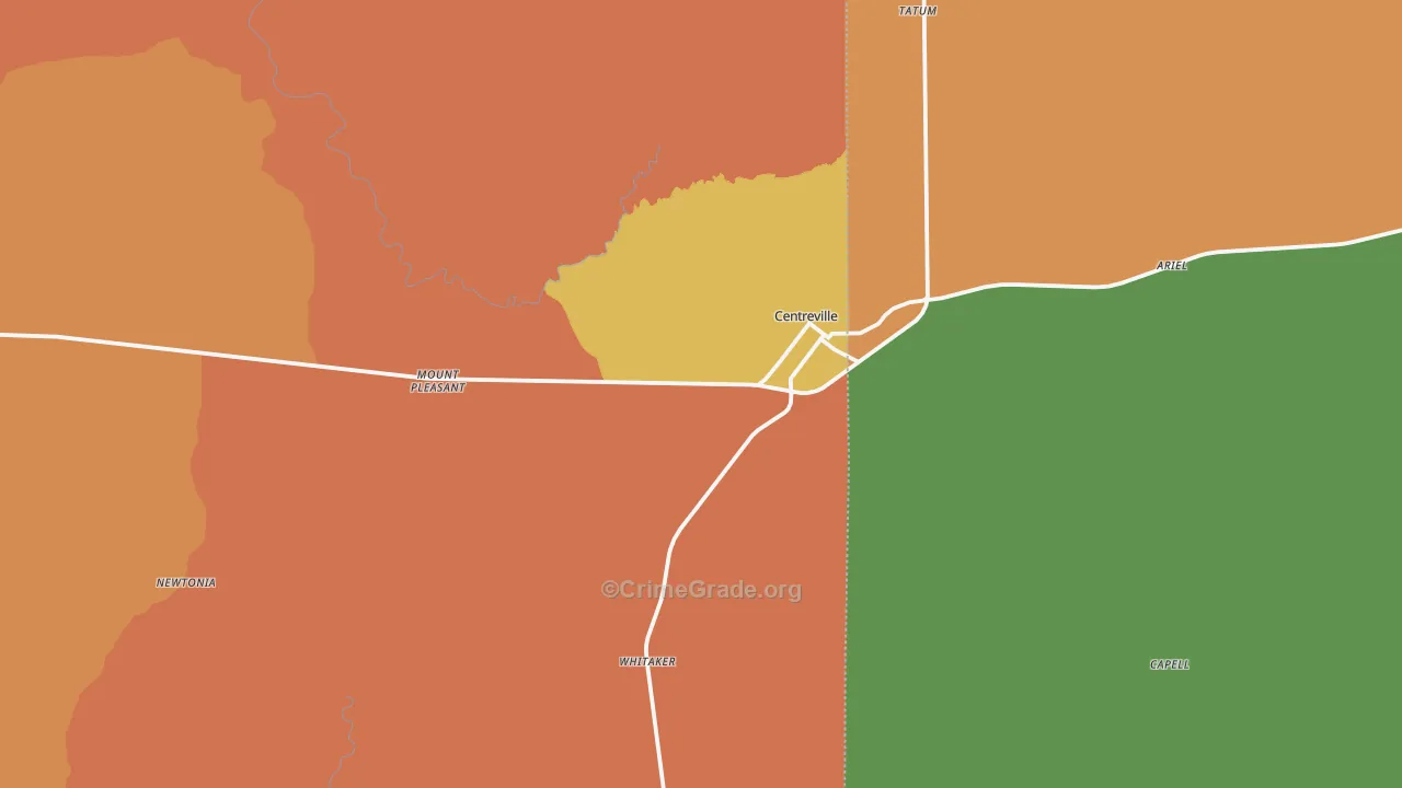 Centreville, MS Map of Drug-Related Crime Rates