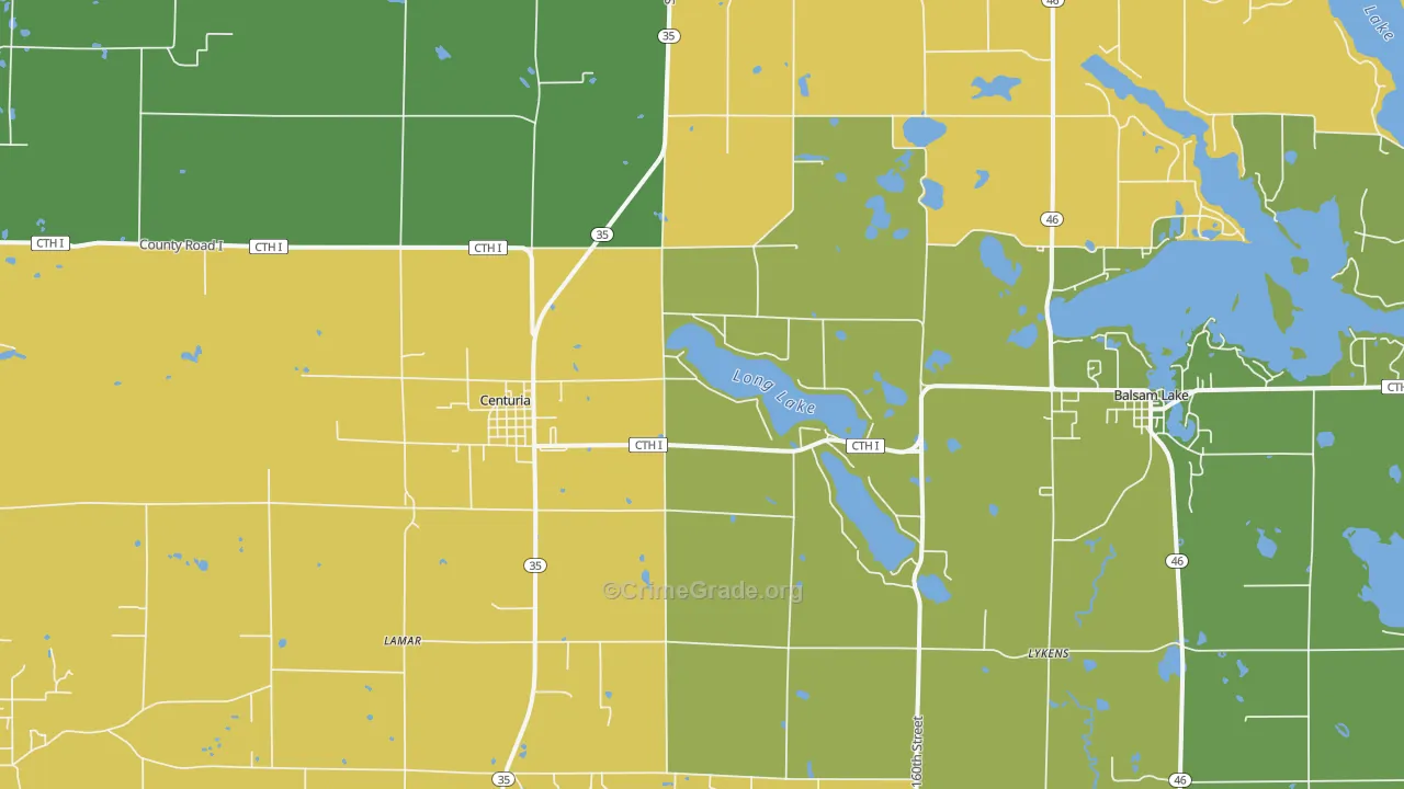 Centuria, WI Map of Drug-Related Crime Rates