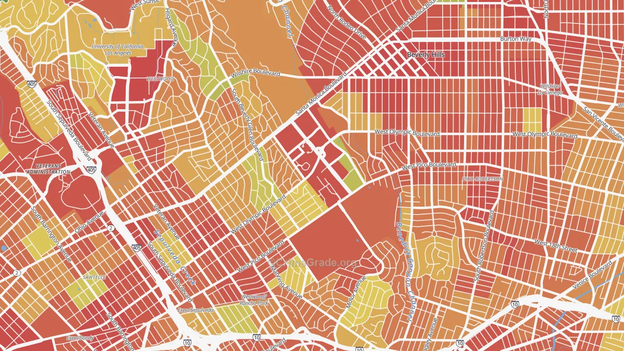Century City, Los Angeles, CA Map of Drug-Related Crime Rates