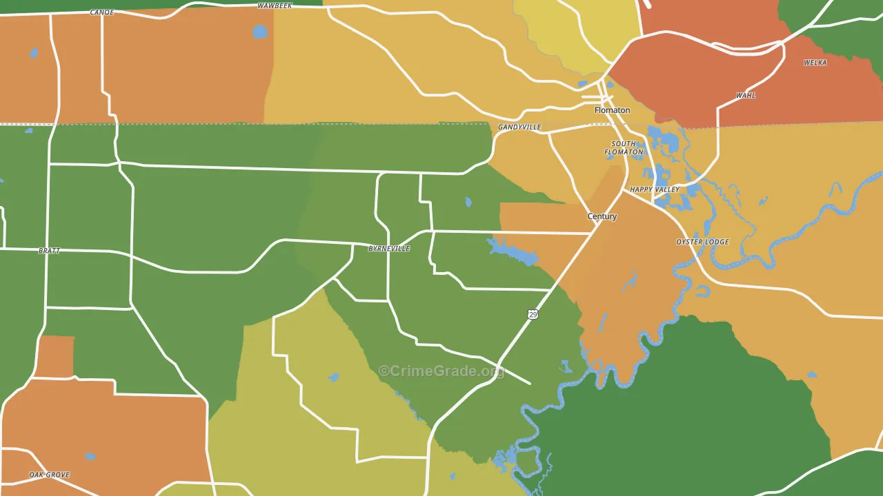 Century, FL Map of Drug-Related Crime Rates