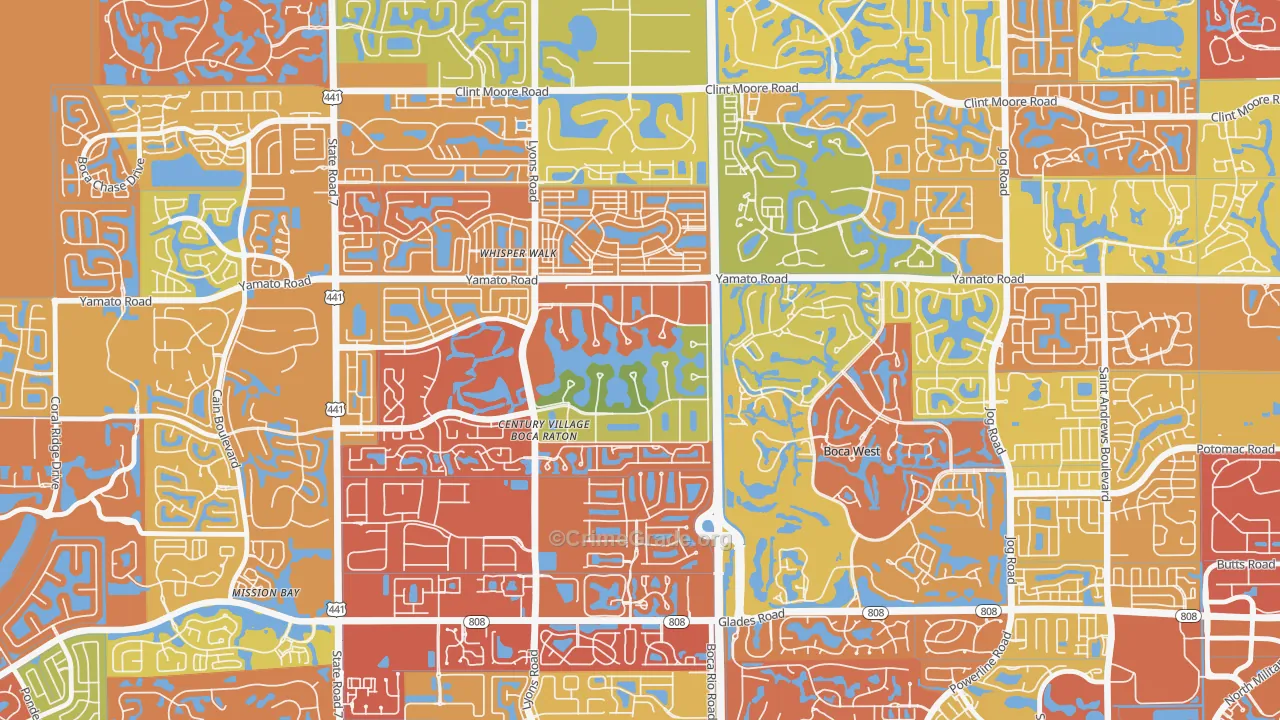Century Village West, Boca Raton, FL Map of Drug-Related Crime Rates