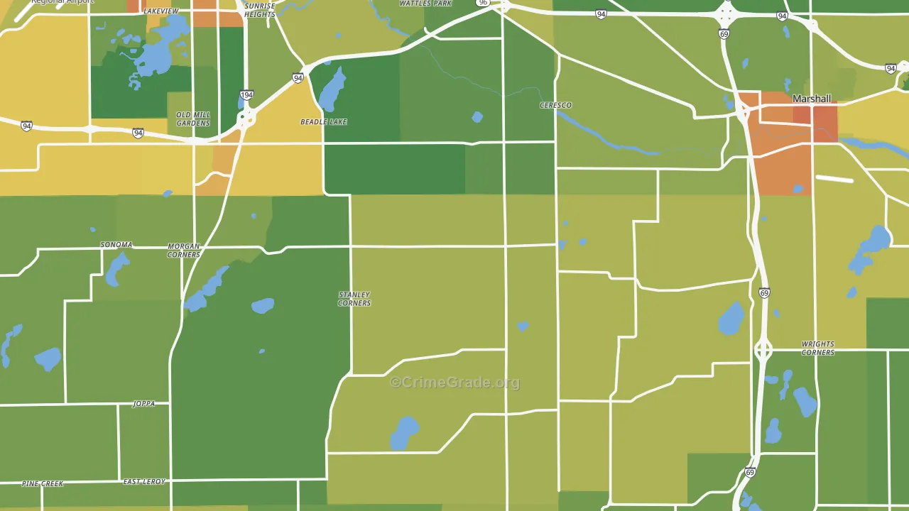Ceresco, MI Map of Drug-Related Crime Rates