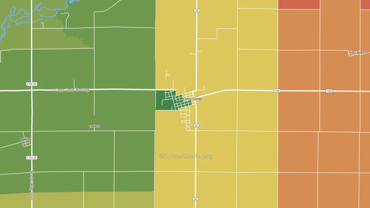 Cerro Gordo, IL Map of Drug-Related Crime Rates