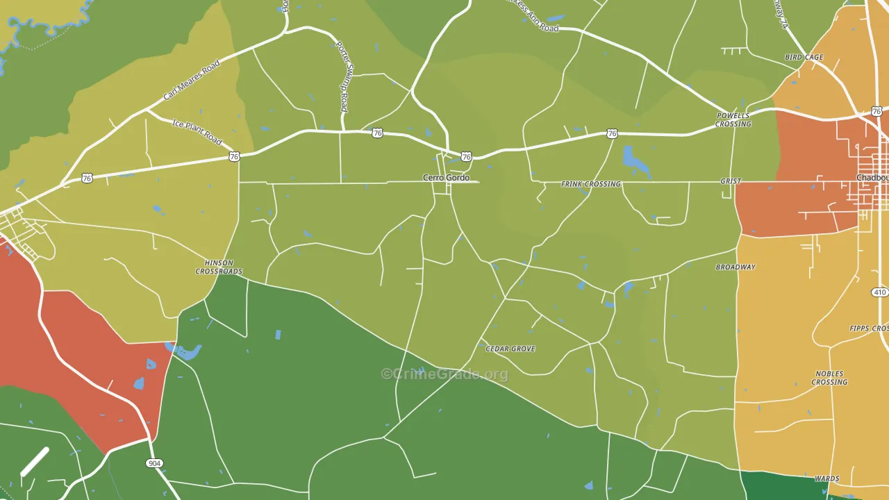 Cerro Gordo, NC Map of Drug-Related Crime Rates