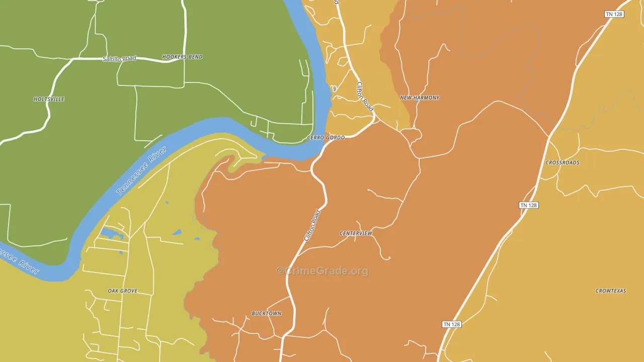 Cerro Gordo, TN Map of Drug-Related Crime Rates