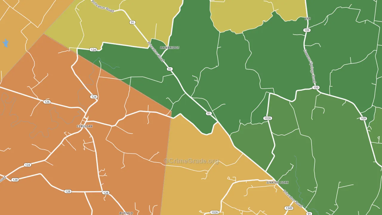 Cerulean, KY Map of Drug-Related Crime Rates