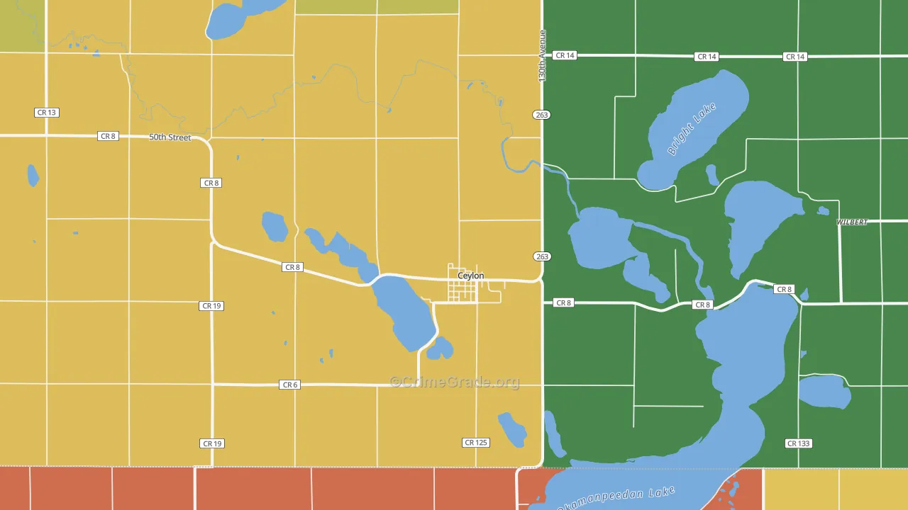 Ceylon, MN Map of Drug-Related Crime Rates