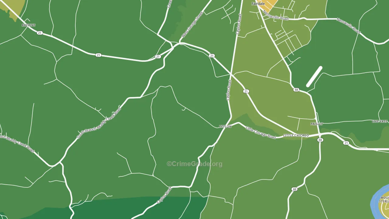 Ceylon, PA Map of Drug-Related Crime Rates