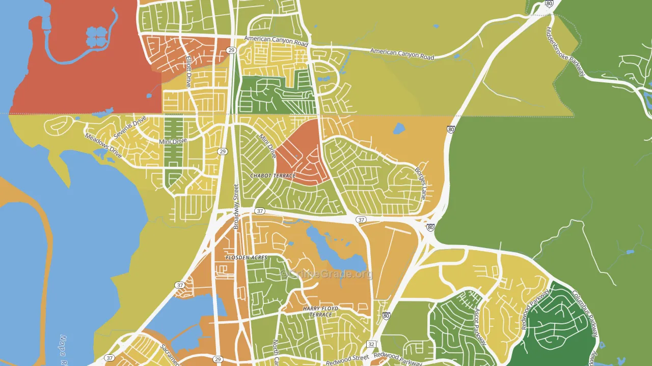 Chabot Terrace, Vallejo, CA Map of Drug-Related Crime Rates