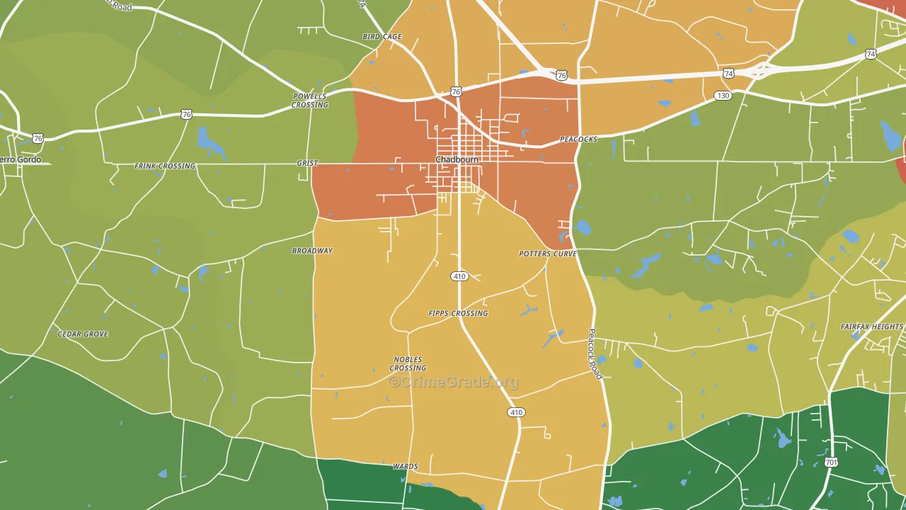 Chadbourn, NC Map of Drug-Related Crime Rates