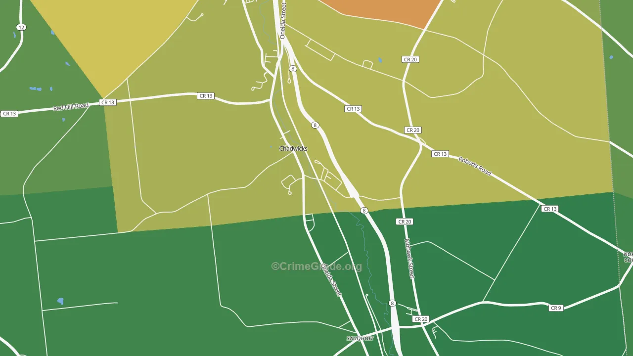 Chadwicks, NY Map of Drug-Related Crime Rates