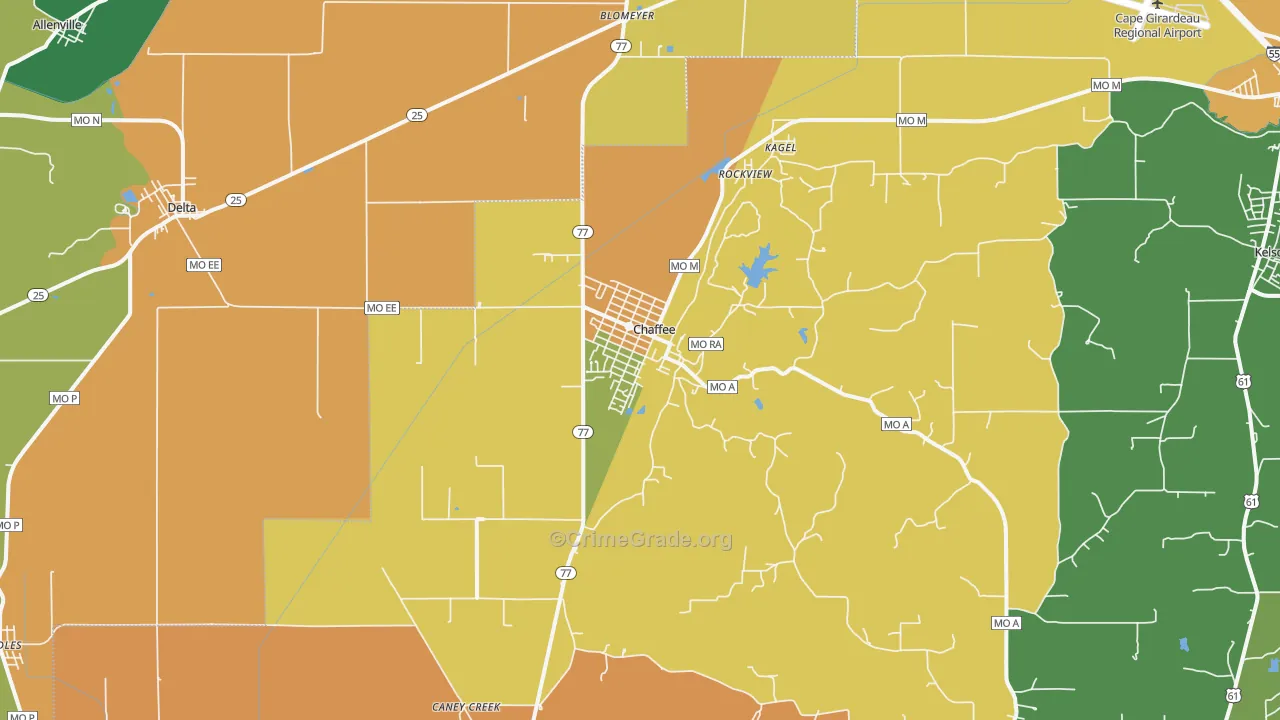Chaffee, MO Map of Drug-Related Crime Rates
