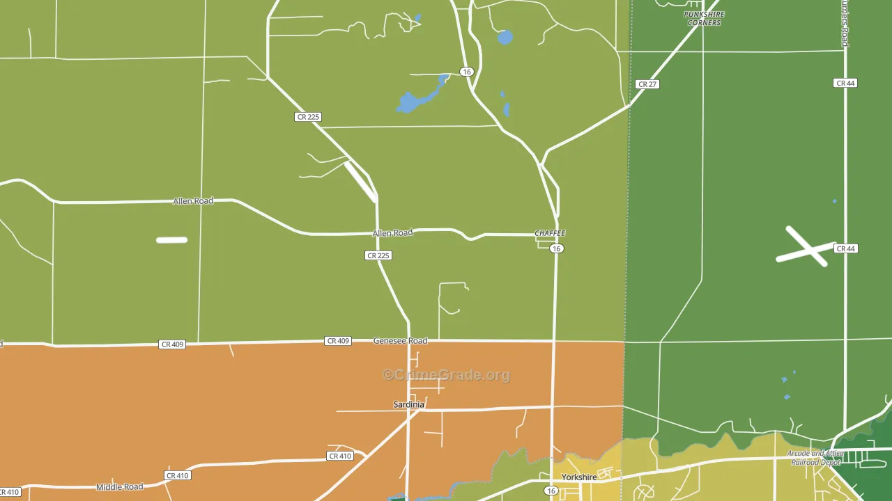 Chaffee, NY Map of Drug-Related Crime Rates
