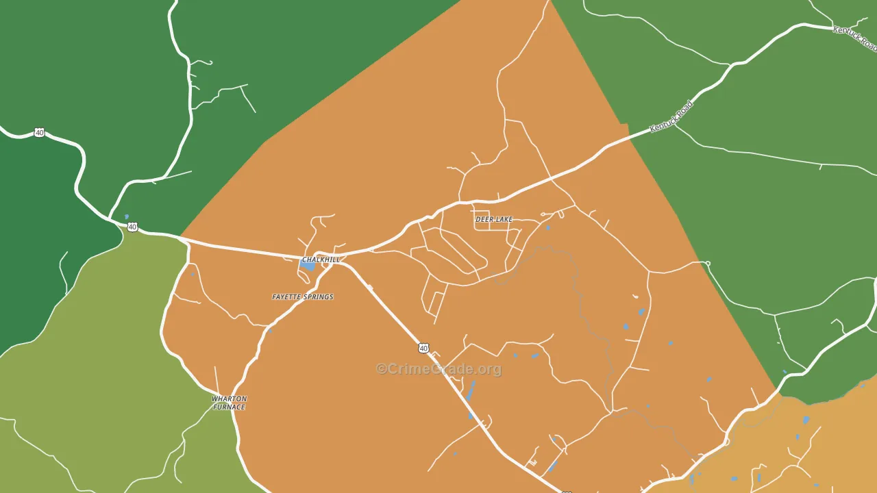 Chalkhill, PA Map of Drug-Related Crime Rates
