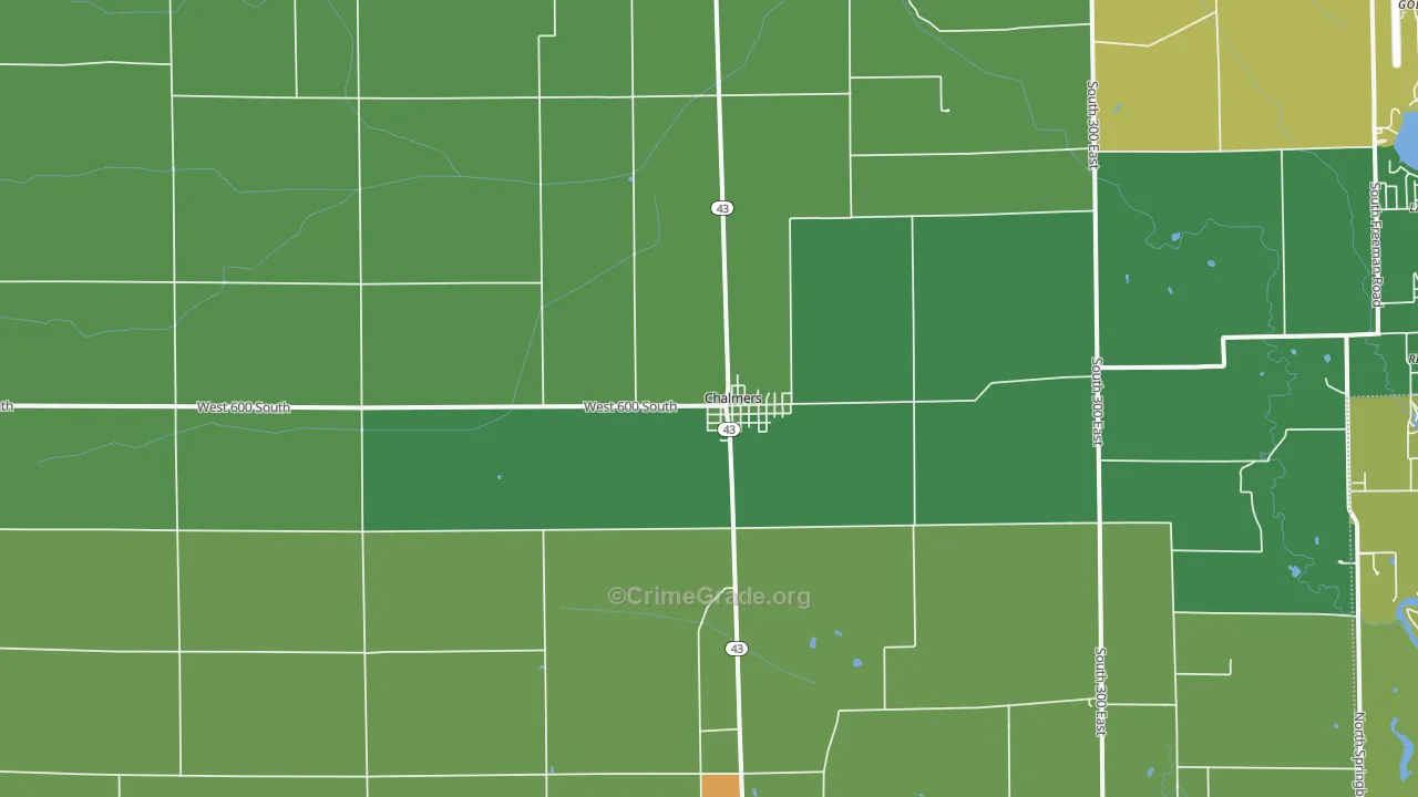 Chalmers, IN Map of Drug-Related Crime Rates
