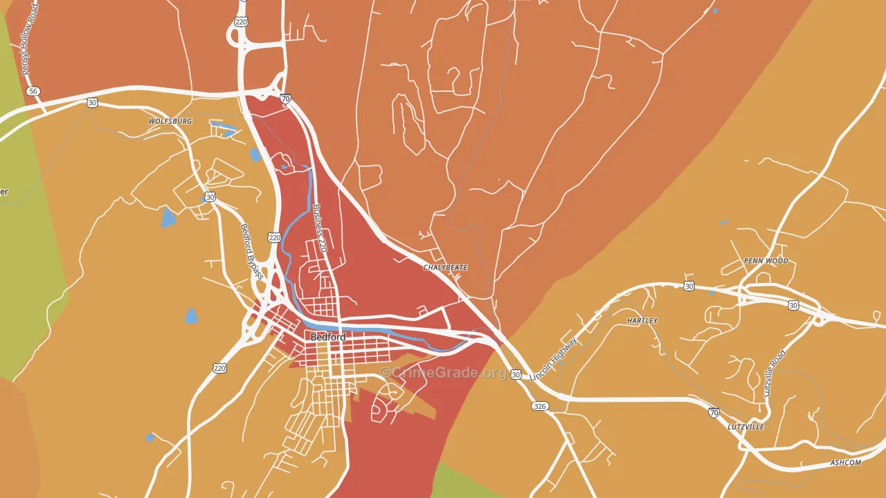 Chalybeate, PA Map of Drug-Related Crime Rates