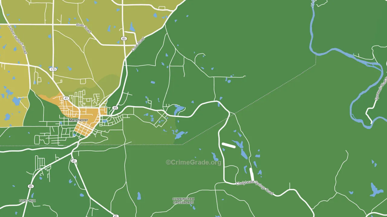 Chalybeate Springs, GA Map of Drug-Related Crime Rates