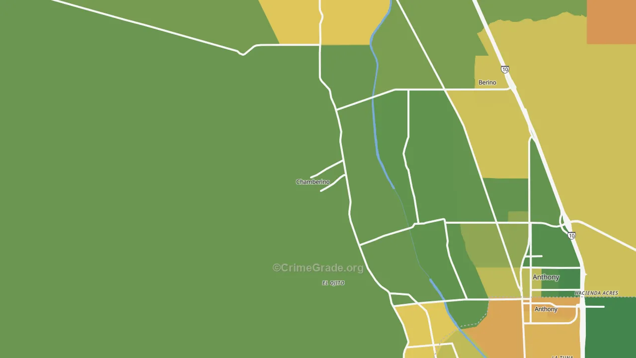 Chamberino, NM Map of Drug-Related Crime Rates