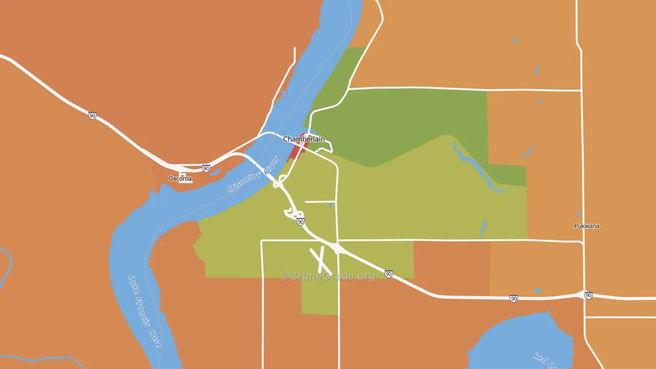 Chamberlain, SD Map of Drug-Related Crime Rates