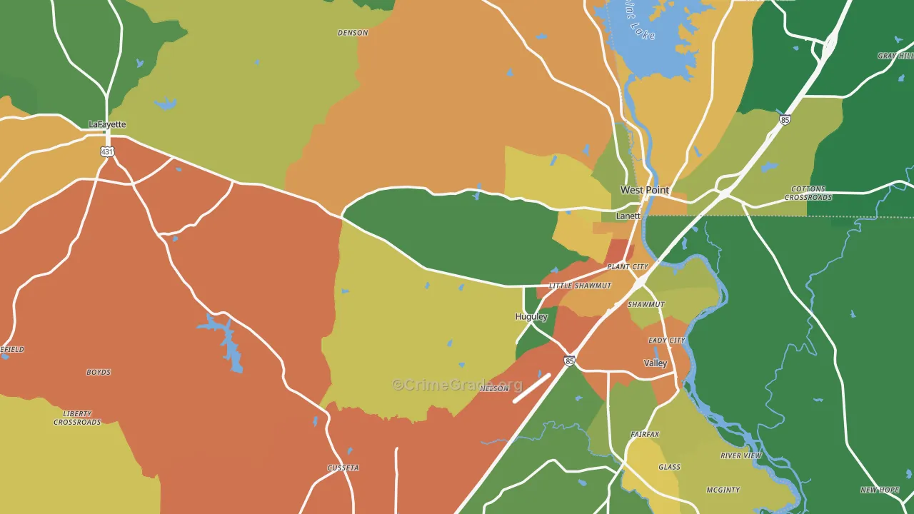 Chambers County, AL Map of Drug-Related Crime Rates