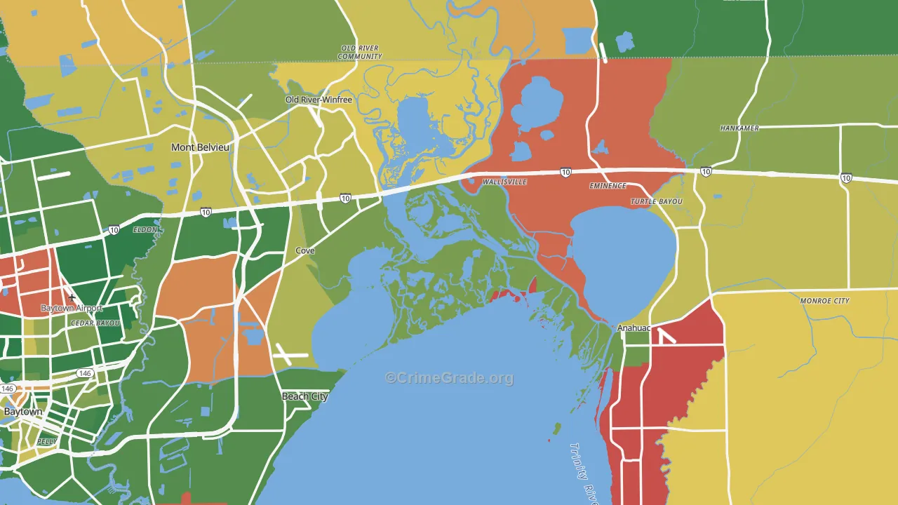 Chambers County, TX Map of Drug-Related Crime Rates