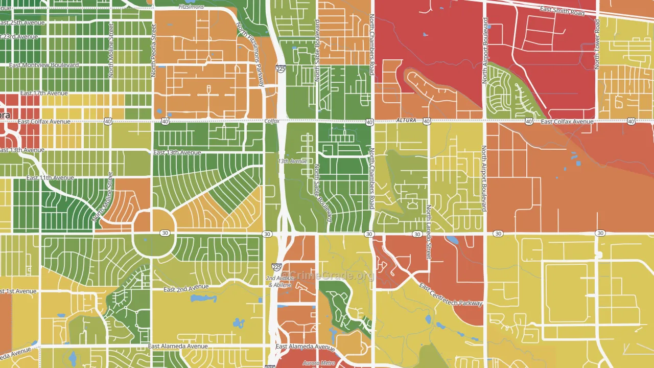 Chambers Heights, Aurora, CO Map of Drug-Related Crime Rates